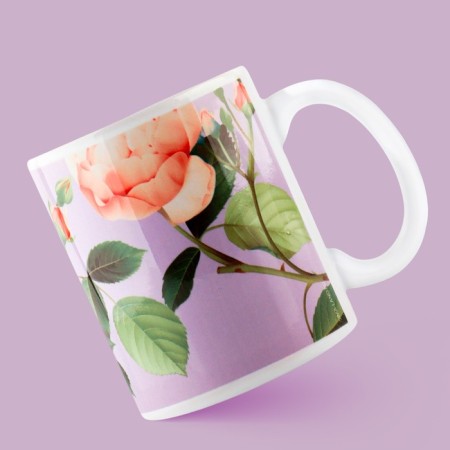 Ceramic ceramic mug. Flowers ", 320 ml, purple color-2