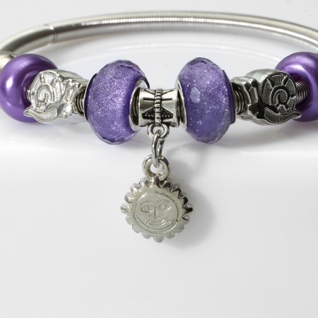 Bracelet Assorted Mardgeri Sunny, purple color in silver, d = 6.5 cm-2