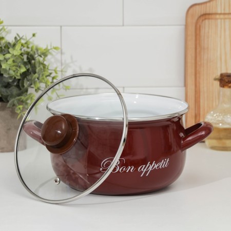 Spherical Poster "Bordeaux", 3.1 l, glass cover, induction, burgundy color-1