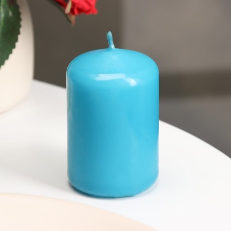 Candle - cylinder, 4 × 6 cm, 9 hours, turquoise-1