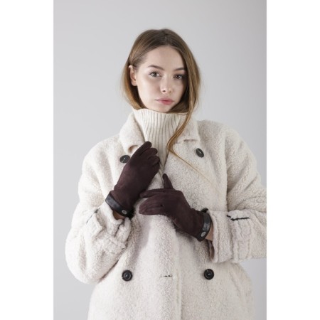 Female gloves, size 8.5, without insulation, brown color-1
