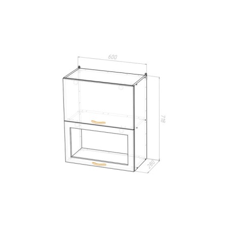 Cabinet with a hinged door and window, 60x30x72 cm, wenge, quad oak sonoma, wind oak dowel-1