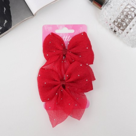 Hair clip "Marta" (set 2 pcs) style, 7.5 cm, red