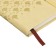 The diary is low, A6 format, 100 sheets, cage, beige leatherette cover, elastic band 10710