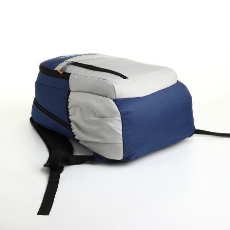 School backpack, 2 lightning departments, 3 pockets, gray/blue color-4