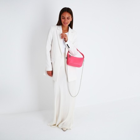 Baget bag with zipper, chain, pink color-8