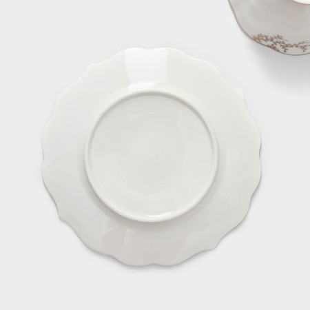 Service Porcelain Tea Leaves, 12 objects: 6 mugs 220 ml, 6 saucers d = 15 cm, white color-6