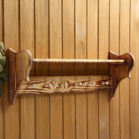The shelf of the hanger is large, burned, 6 hooks, 72 × 23 × 17 cm
