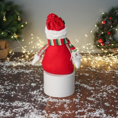 Soft toy "A snowman with buttons, long legs" 44x20 cm, red-green-2
