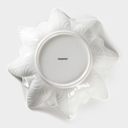 Porcelain salad Magistro "Blanche. Flower ", d = 30.6 cm, white color-4
