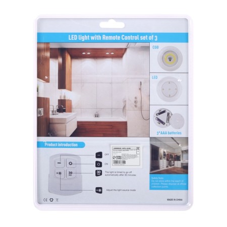 LED lamp, pressure 4000k, from batteries, a set of 3 pcs, a remote control-9