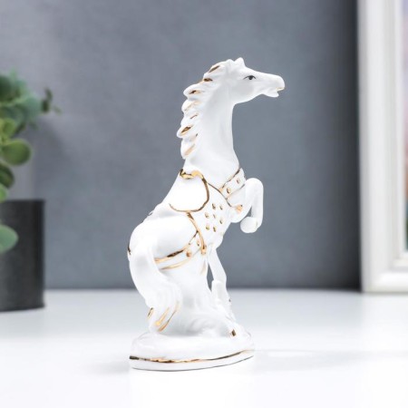 Souvenir Ceramics "White Horse with golden ammunition" 15 cm-3