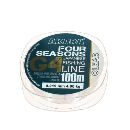 AKARA G4 Four Seasons fishing line, diameter 0.219 mm, test 4.8 kg, 100 m, transparent