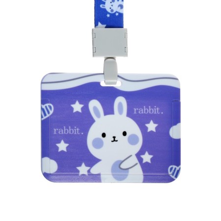 Badge horizontal external size10 x 7.8 cm, internal size 5.2 x 8.2 cm, tape 42 cm, with a bunny pattern-2