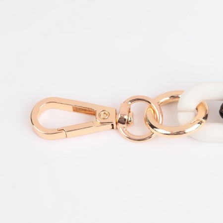 A chain for a bag, plastic, with carbines, 24 × 18 mm, 30 cm, black/white/gold color-1