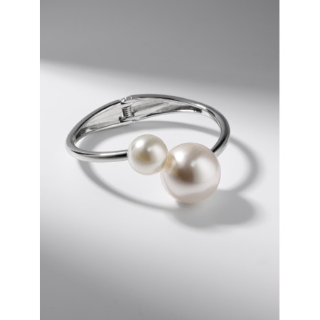 Bracelet Cuff "Pearl", metal, color silver-2
