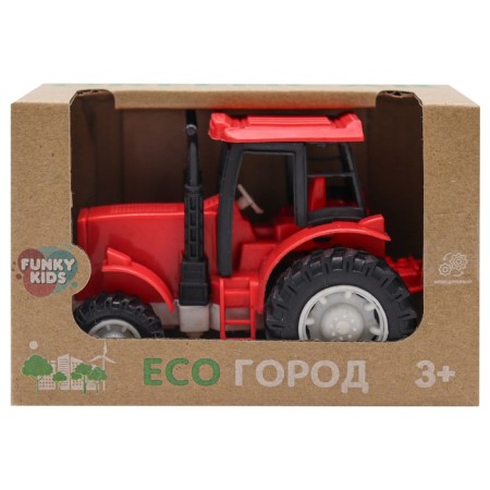 Eco-machine Funky Toys "Tractor", with a friction mechanism, red color, 12 cm-1