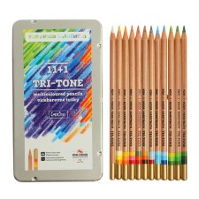 Pencils are a lot of color KOH-I-NOOR TRI-TONE 3442 12 pieces, metal pencil case