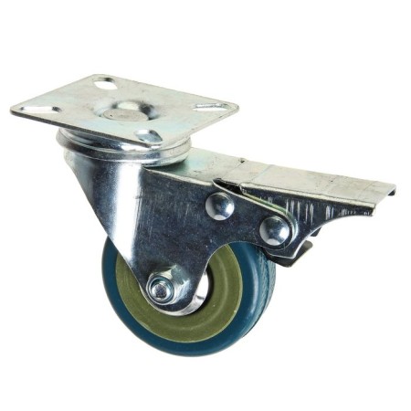 Furniture wheel, d = 50 mm, on the site, with a foot, with a latch, gray