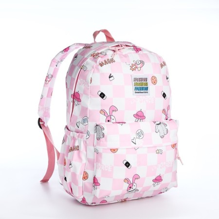 School backpack of textiles on lightning, 3 pockets, pink color-2