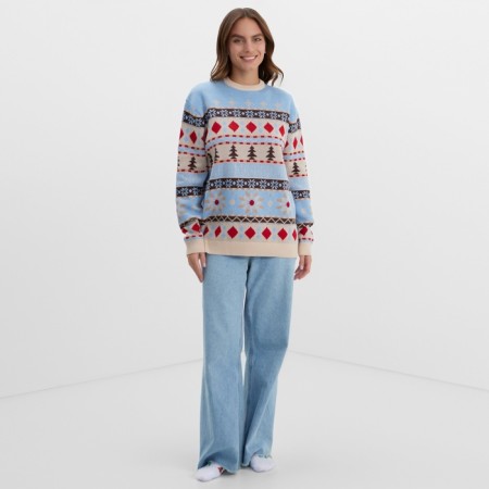 New Year. Knitted jumper KAFTAN Scandinavia size 48, blue-6