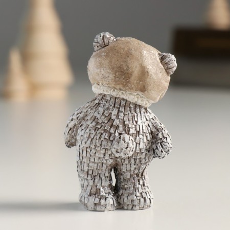 Souvenir Polystone "Bear in a hat/cap, stands" gray mix 4x3x7 cm-3