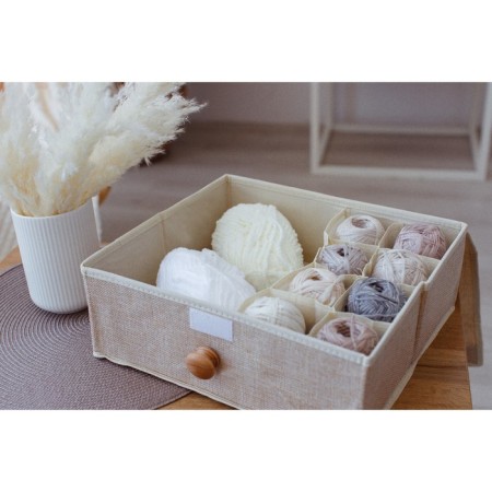 Organizer for storage with a lid LadOM "Francesca", 35 × 30 × 12 cm, beige color-10