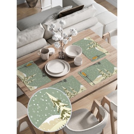 A set of napkins for setting the table "Santa on the way", rectangular, rounded edges, size 30x46 cm, 4 pcs-1