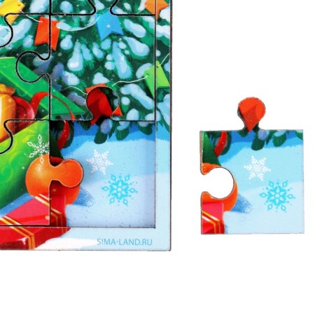 New Year's wooden puzzle "New Year! Fox with gifts "-3