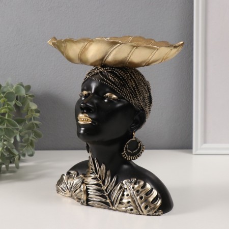 Souvenir Polystone stand "Girl with a gold leaf on her head" 10.5x22x23.5 cm-1
