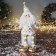 Soft toy "Santa Claus in a suit with flowers and in a cap" 48x19 cm, golden-white
