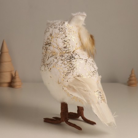 Decor "White owl in a golden spider" 10x15x22 cm-2