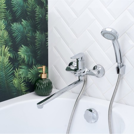 BUNE BOOOU B8274-18F bath, pour 322 mm, shower set, brass, chrome-1