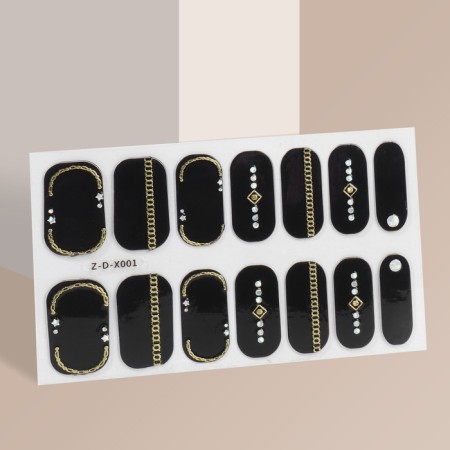 Flood strips for manicure, 14 pcs, black color-2