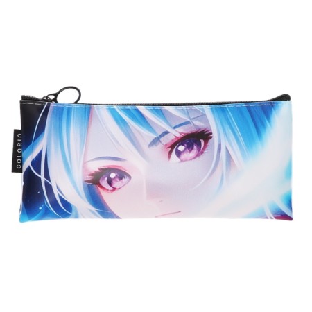 Penal soft 1 department, 90x200, flat, artificial leather, for girls, lilac, color "Anime Eyes"-1