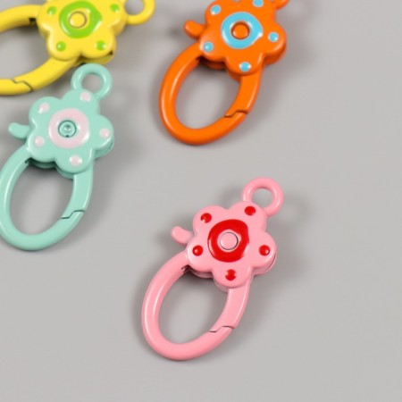 Carabiner Metal with a ring "Oval. Flower" mix 3.6x1.8 cm-2