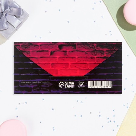 Money envelope "Happy Birthday!" Neon, 16x8 cm-2