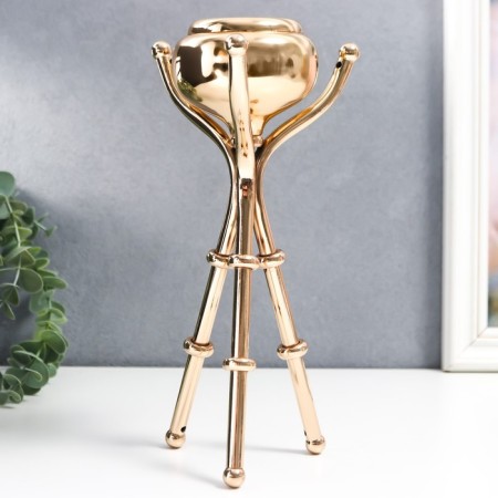 Summary Metal for 1 candle "Trinoga with a dome" gold 24x13x13 cm-2