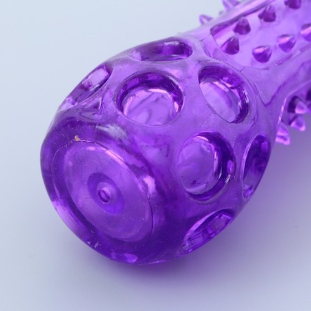 A toy-stick made of thermoplastic rubber with a drowned squeak, purple-2