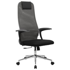 Armchair for the head of Brabix Premium Ultimate EX-801 chrome, mesh x2, black/gray