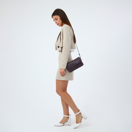 Magneta bag, long belt, purple color-1