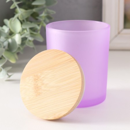 Bank for candles glass with a lid "Lilac semi -meter" 220 ml 7x7x8.4 cm-1