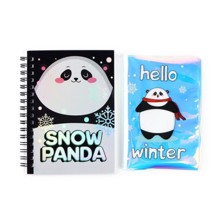Gift set: a holographic notebook and cover of Snow Panda-1