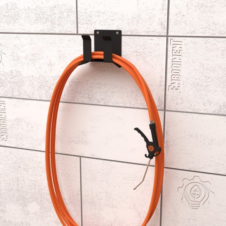 Holder for storing an air hose and extension cord, wall, black