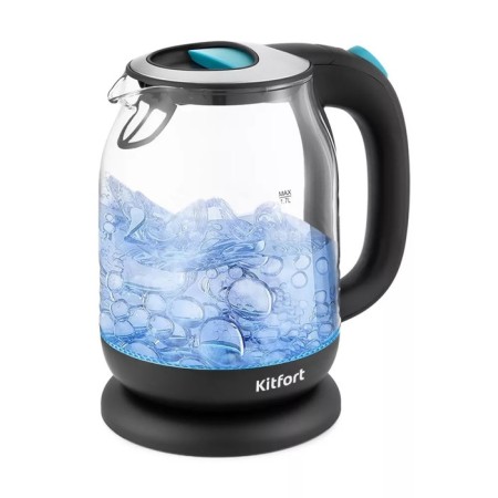KT-654-1 kettle, glass, 1.7 l, 2200 watts, blue