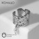 Ring "crumpled lines" with bead, white color in silver, dimensionless