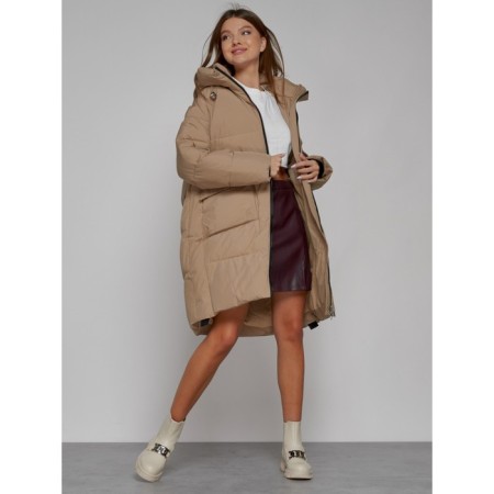 Coat insulated winter female, size 50, color light brown-12