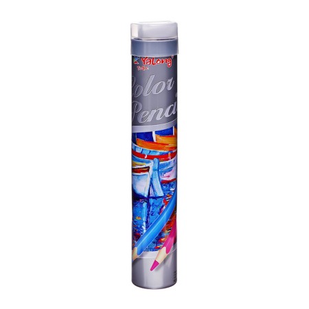 Pencils 12 colors, in a tube metal, hexagonal, wooden, landscape-5