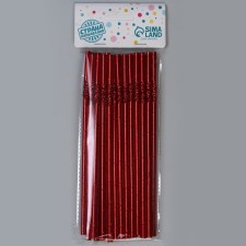 Cocktail tubes with corrugation, in a set 25 pieces, red color