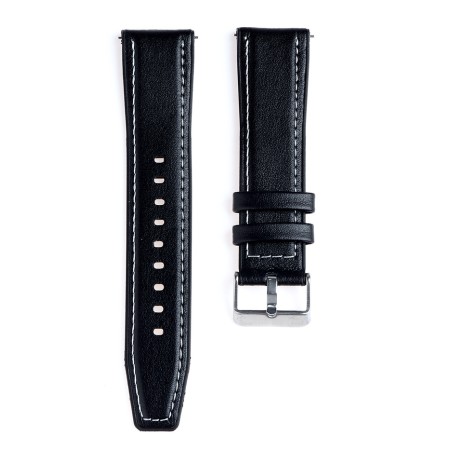 Hourly strap with fast-removable hairpins, 22 mm, eco-leather, L-22 cm, black-1